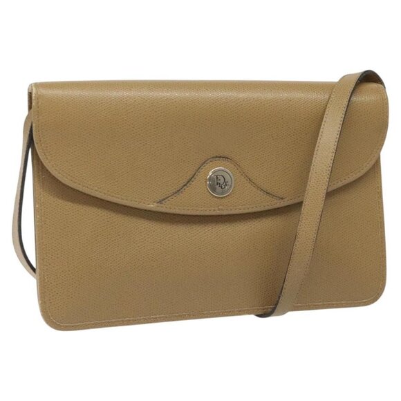 Christian Dior Shoulder Bag Leather Beige Auth yk17006 - Picture 1 of 15